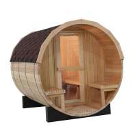 High Quality 6 persons red cedar barrel sauna and steam combined room